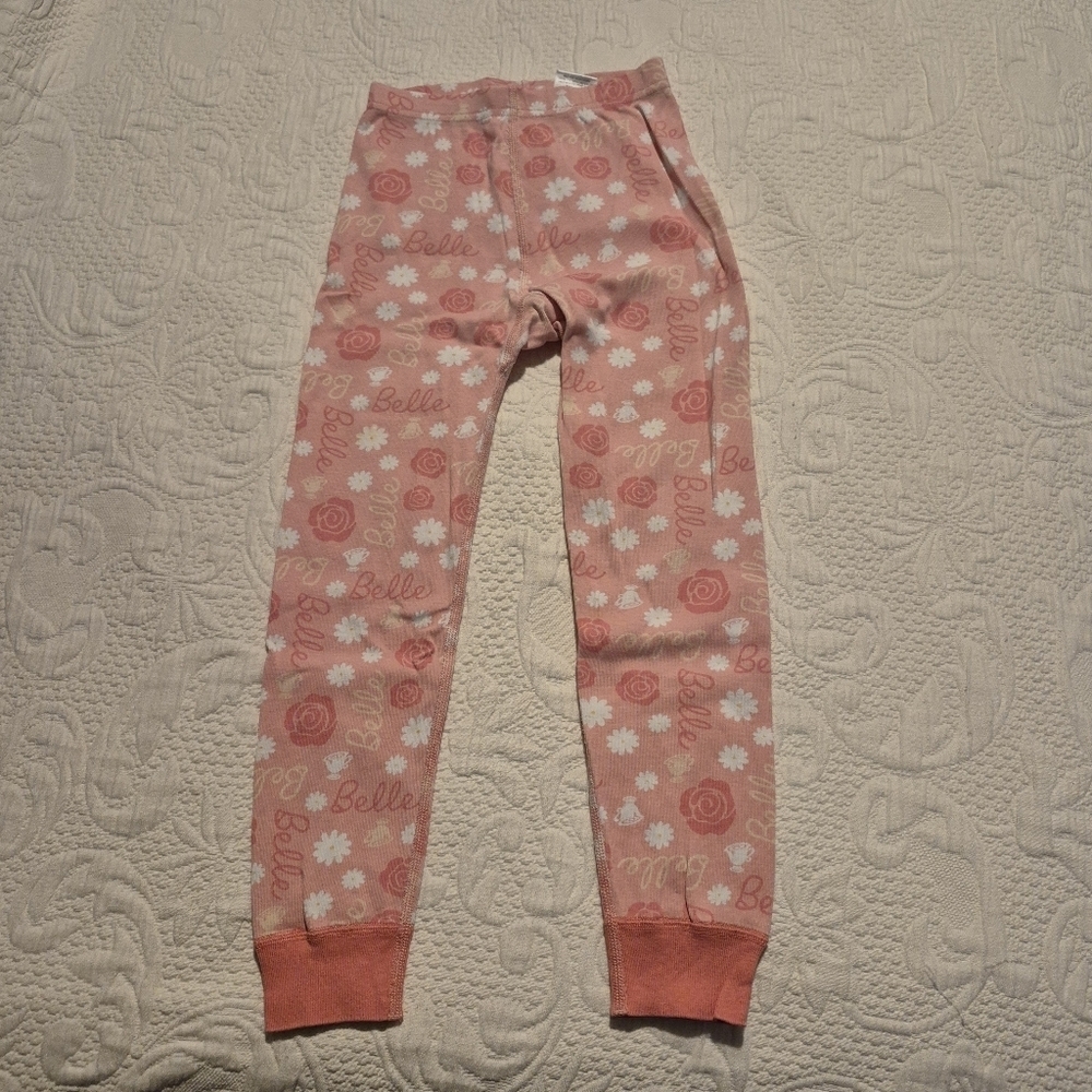 Hanna Andersson pajama pants size 110 or US 5 pink Belle rose print VGUC